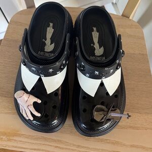 CROCS Wednesday Black and White Mules with Unique Charms